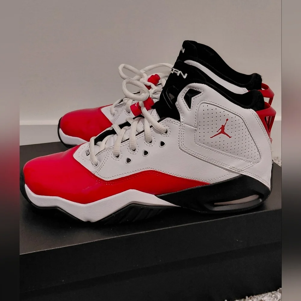 Jordan Red and White High-Top Sneakers